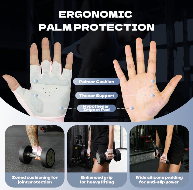 COFIT Weight Lifting Gloves for Men and Women, Breathable Anti-Slip Workout Gloves with Wrist Support and Palm Protection for Gym & Strength Training - Pink M - Image 2